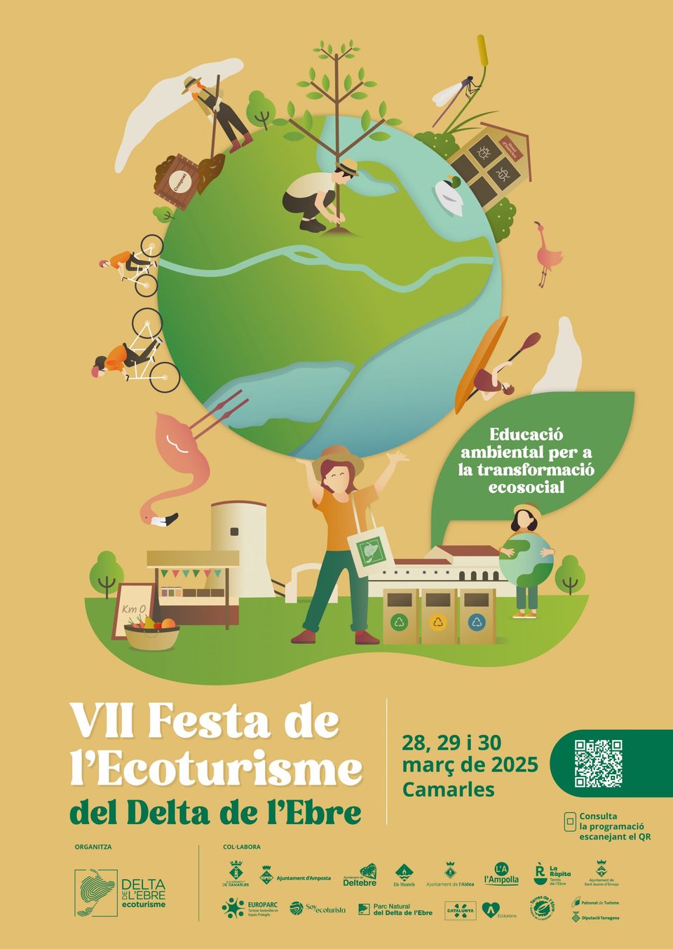 Cartel de la VII Festa de l’Ecoturisme del Delta de l’Ebre, 28-30 de marzo de 2025